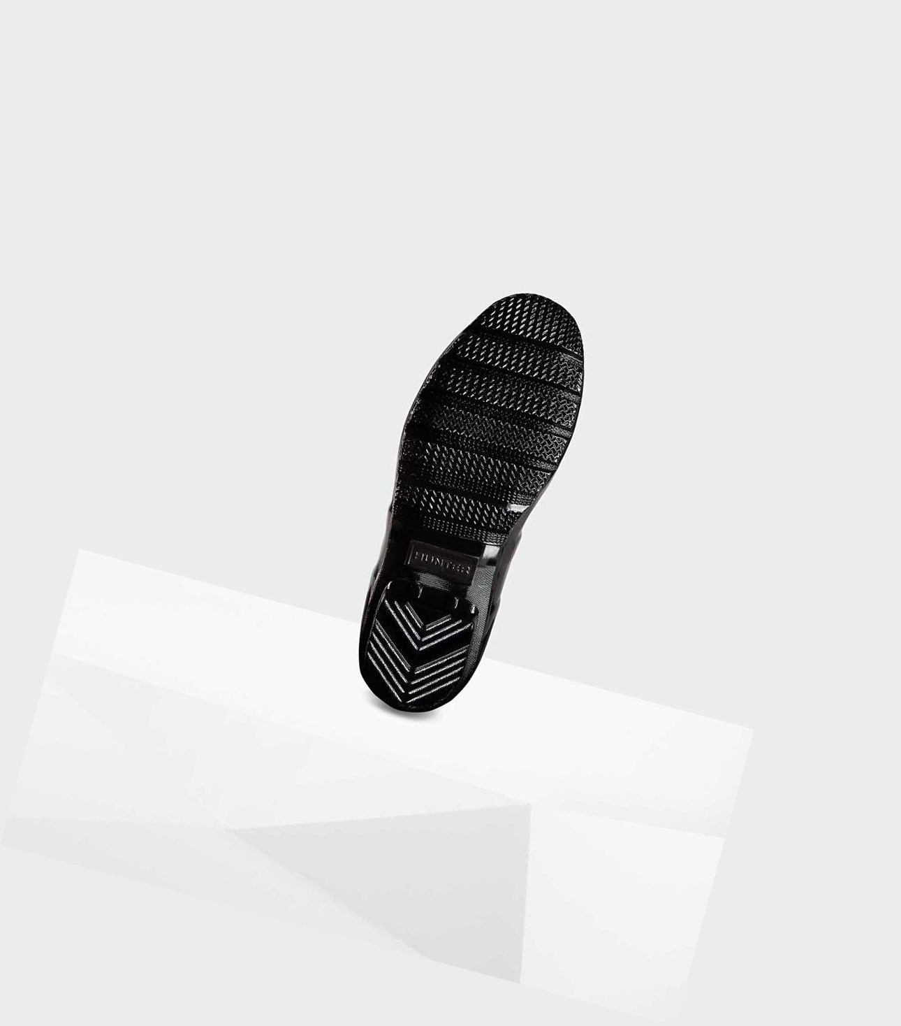 Wysokie Buty Damskie Hunter Original Wysokie Back Gloss Wellington Adjustable Czarne | 397KTJPUW