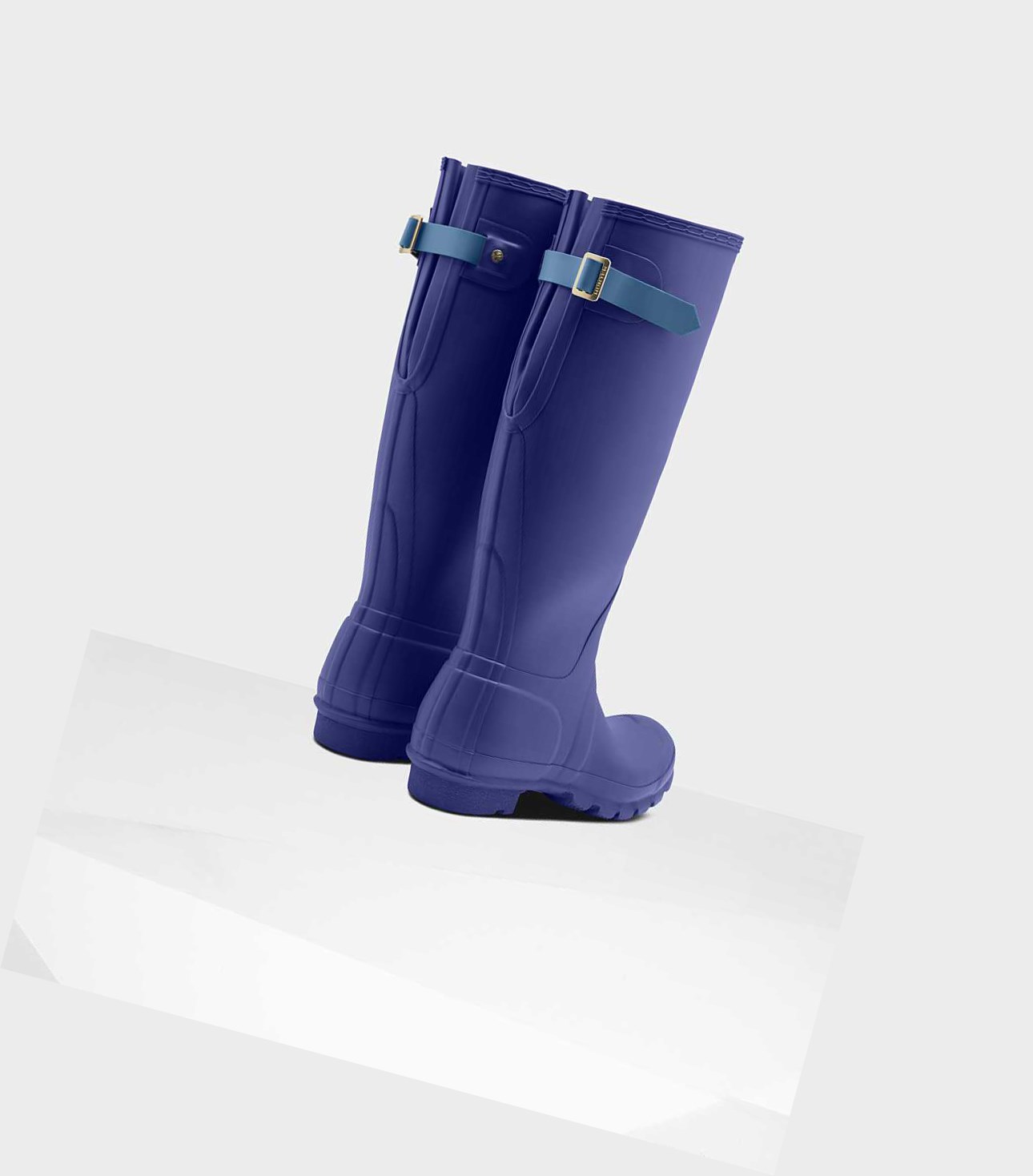 Wysokie Buty Damskie Hunter Original Wysokie Back Wellington Adjustable Niebieskie | 706RNXPTA