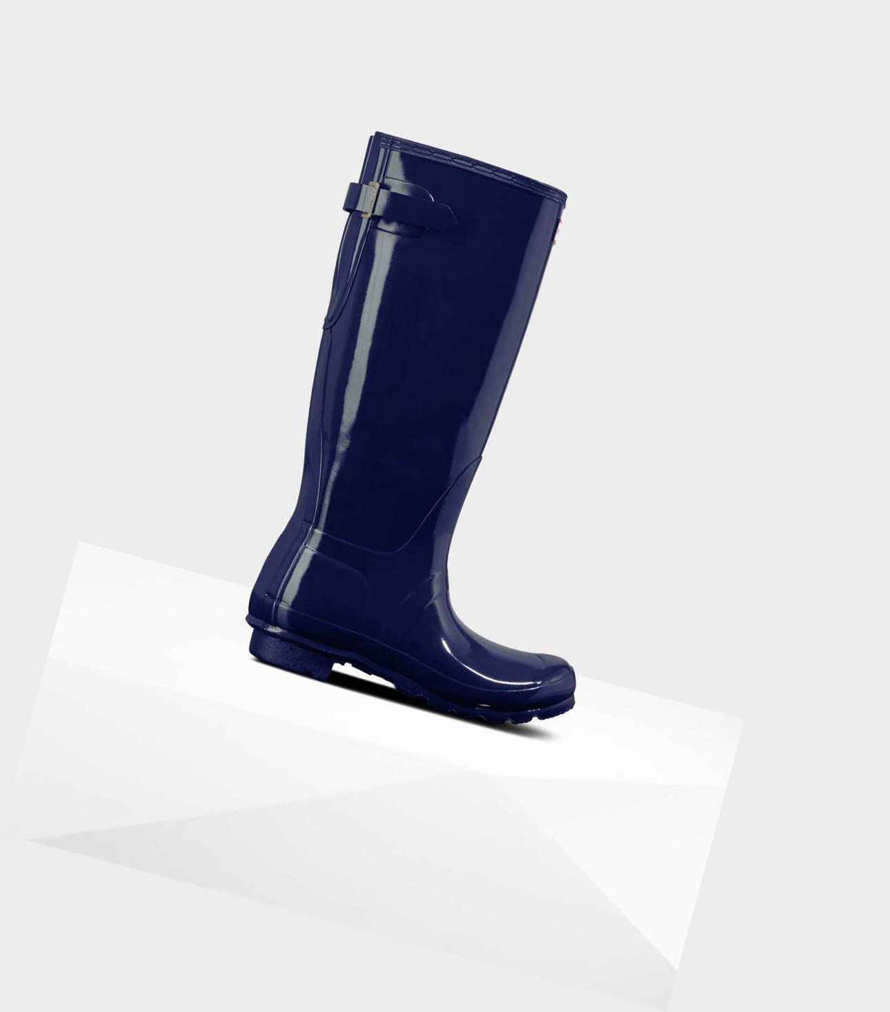 Wysokie Buty Damskie Hunter Original Wysokie Back Gloss Wellington Adjustable Niebieskie | 817ZABRLI
