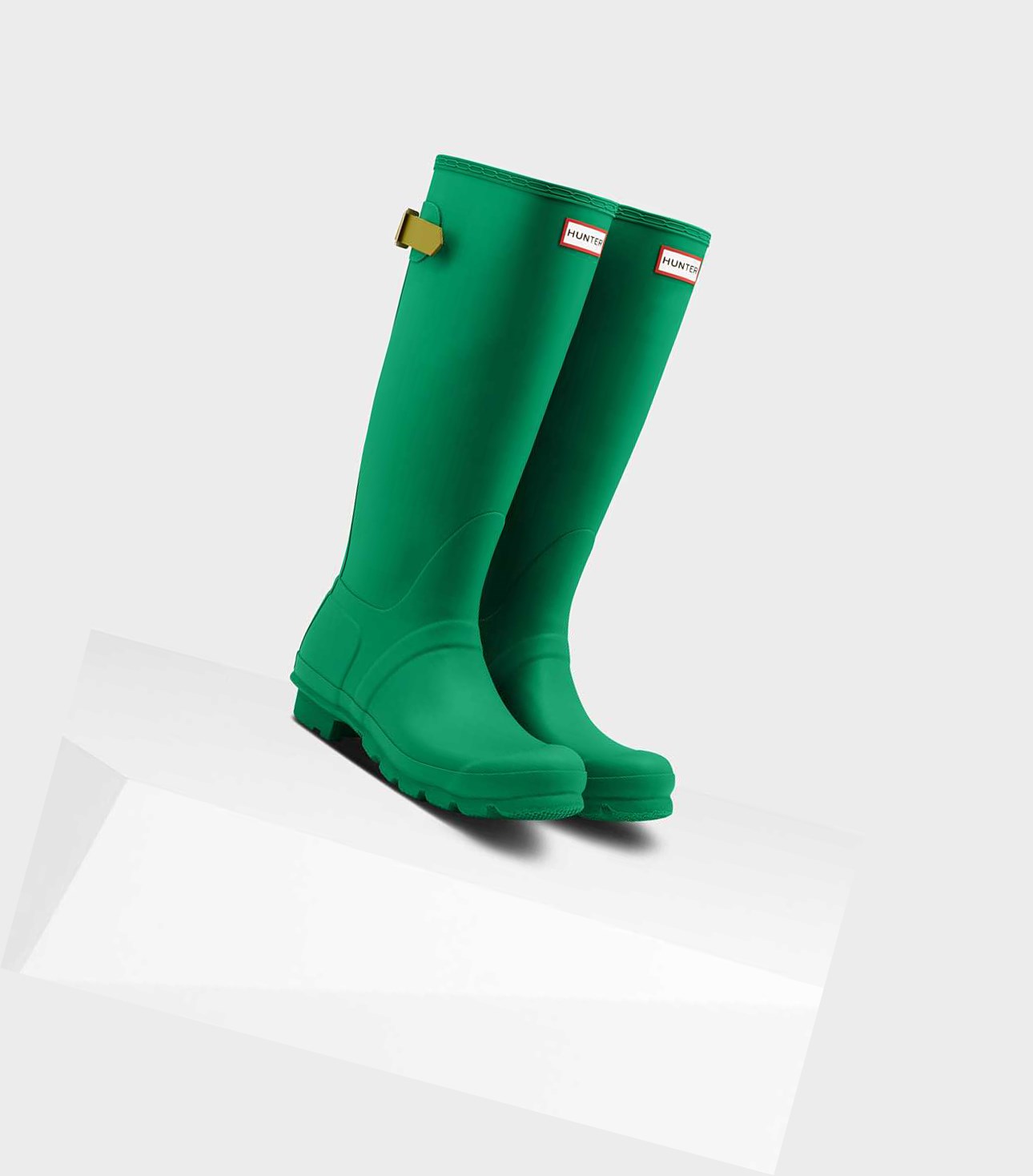 Wysokie Buty Damskie Hunter Original Wysokie Back Wellington Adjustable Zielone | 859BIDZME