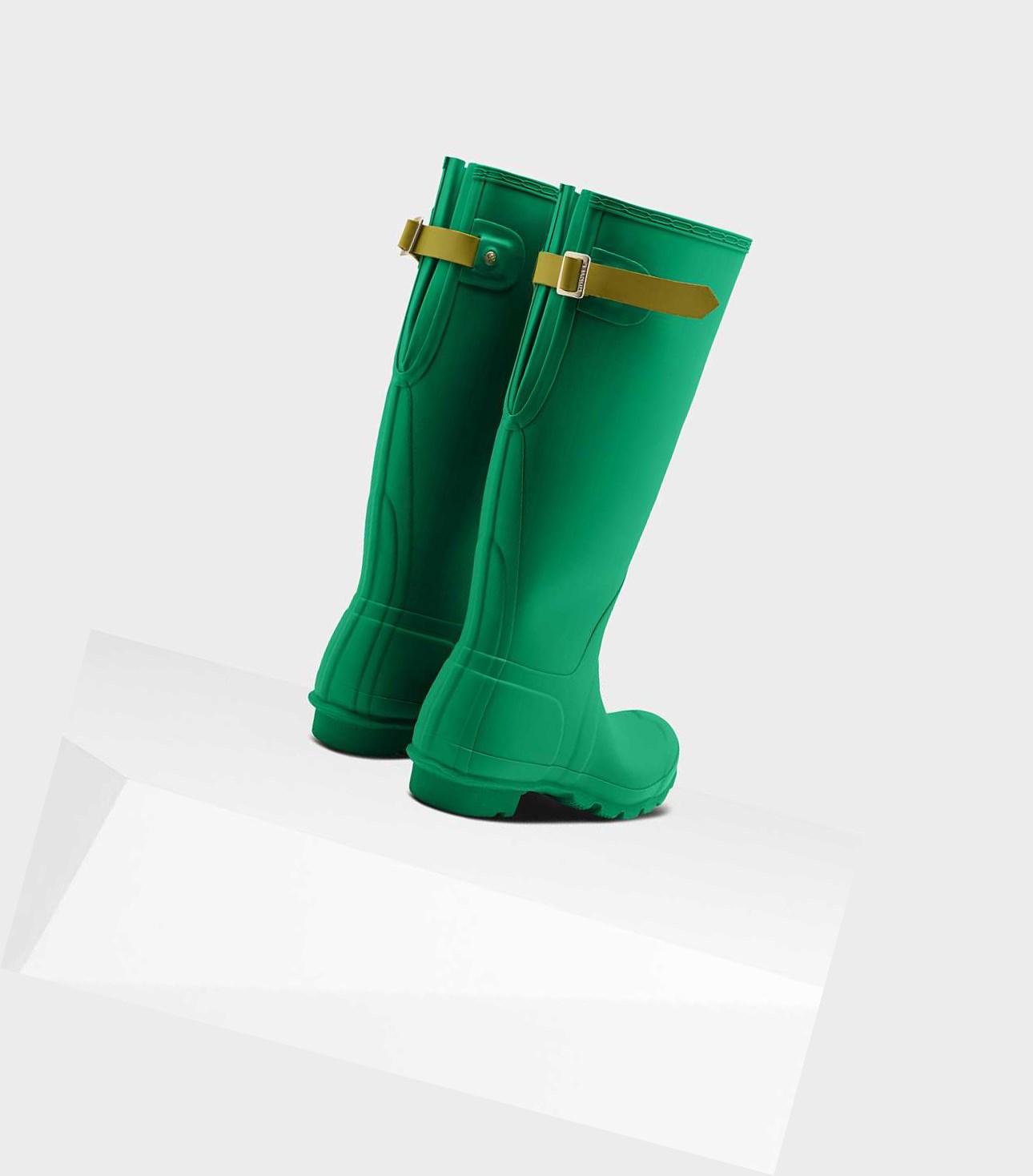 Wysokie Buty Damskie Hunter Original Wysokie Back Wellington Adjustable Zielone | 859BIDZME