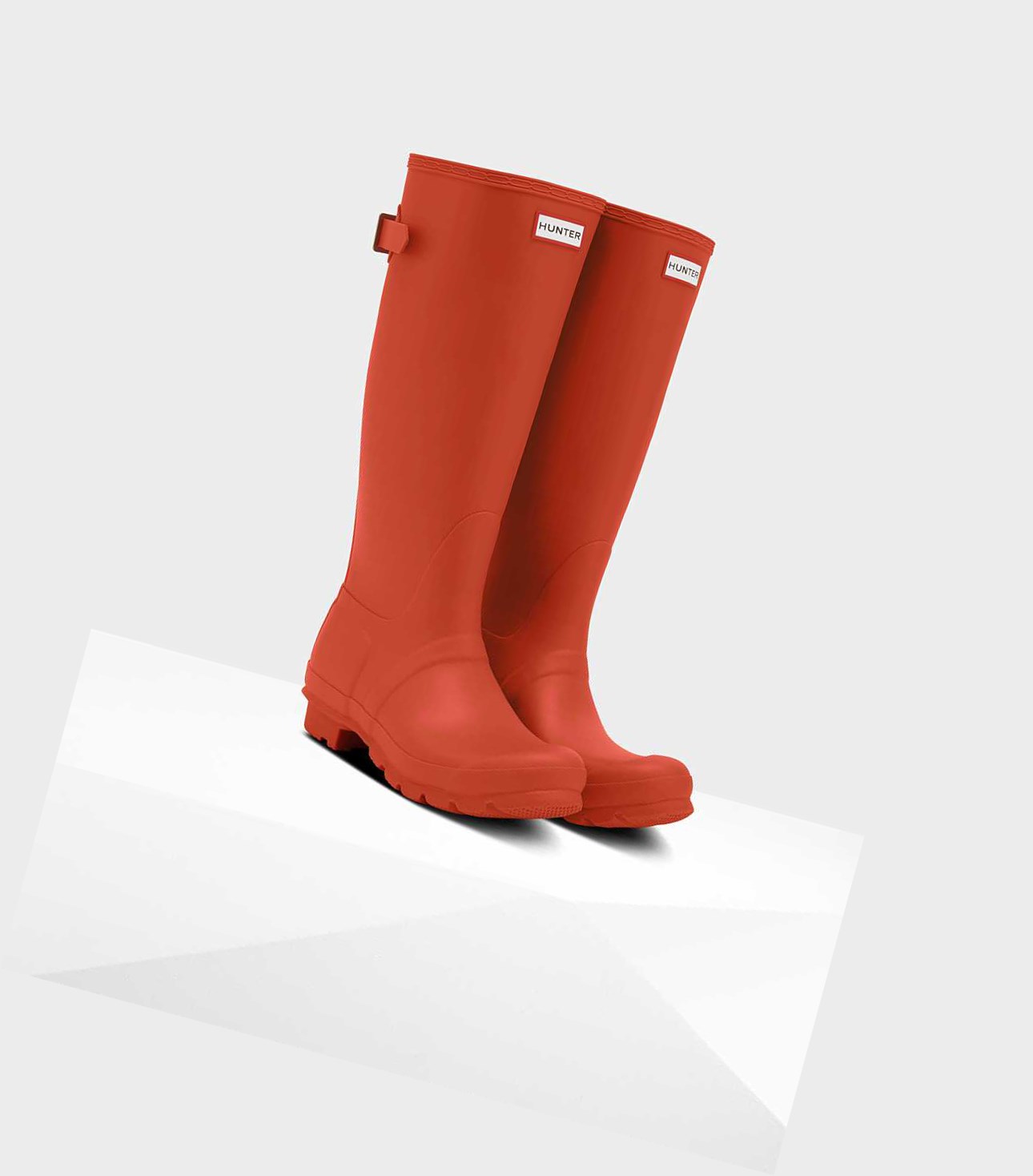 Wysokie Buty Damskie Hunter Original Wysokie Back Wellington Adjustable Czerwone | 976JYNKGX