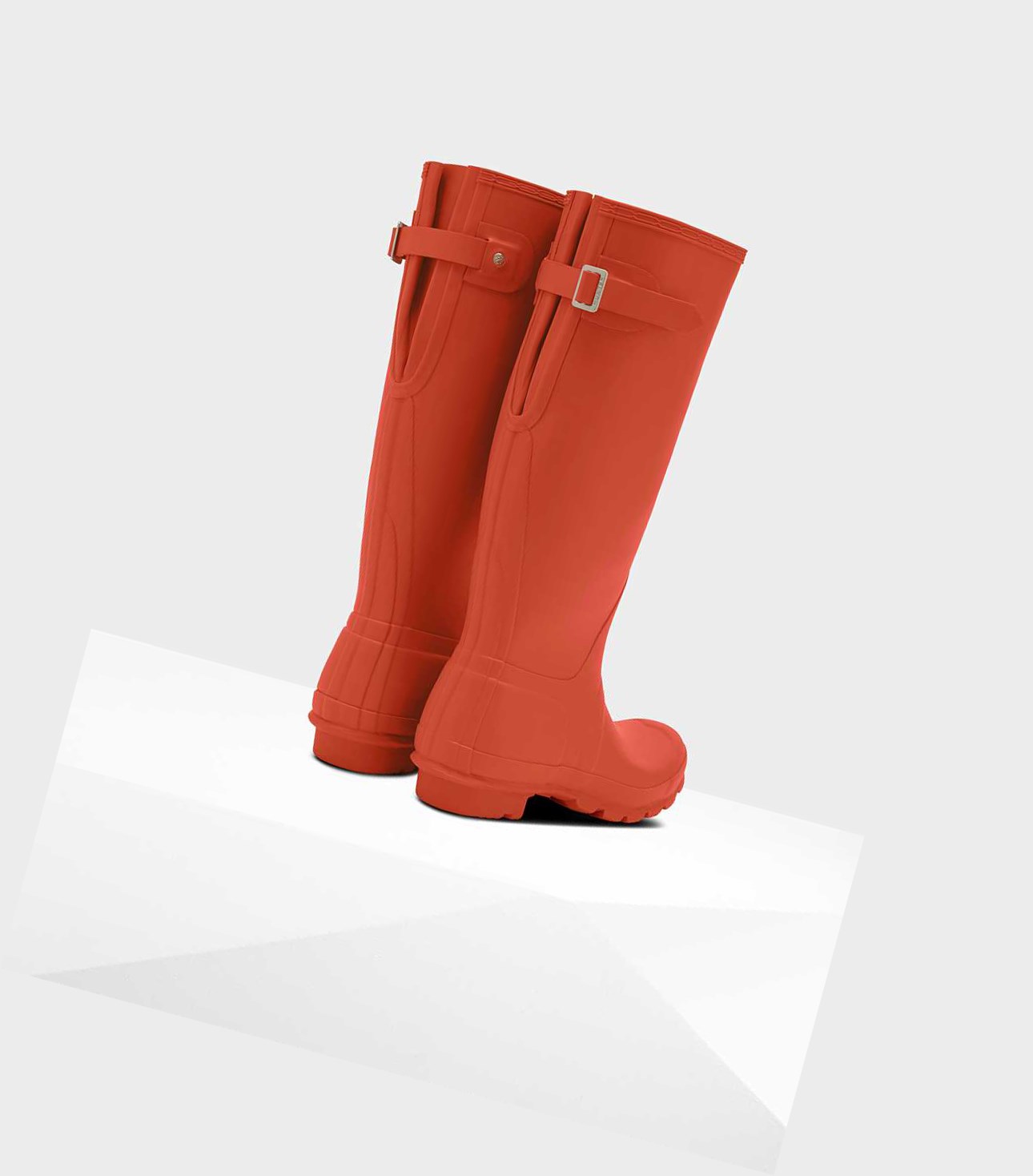 Wysokie Buty Damskie Hunter Original Wysokie Back Wellington Adjustable Czerwone | 976JYNKGX