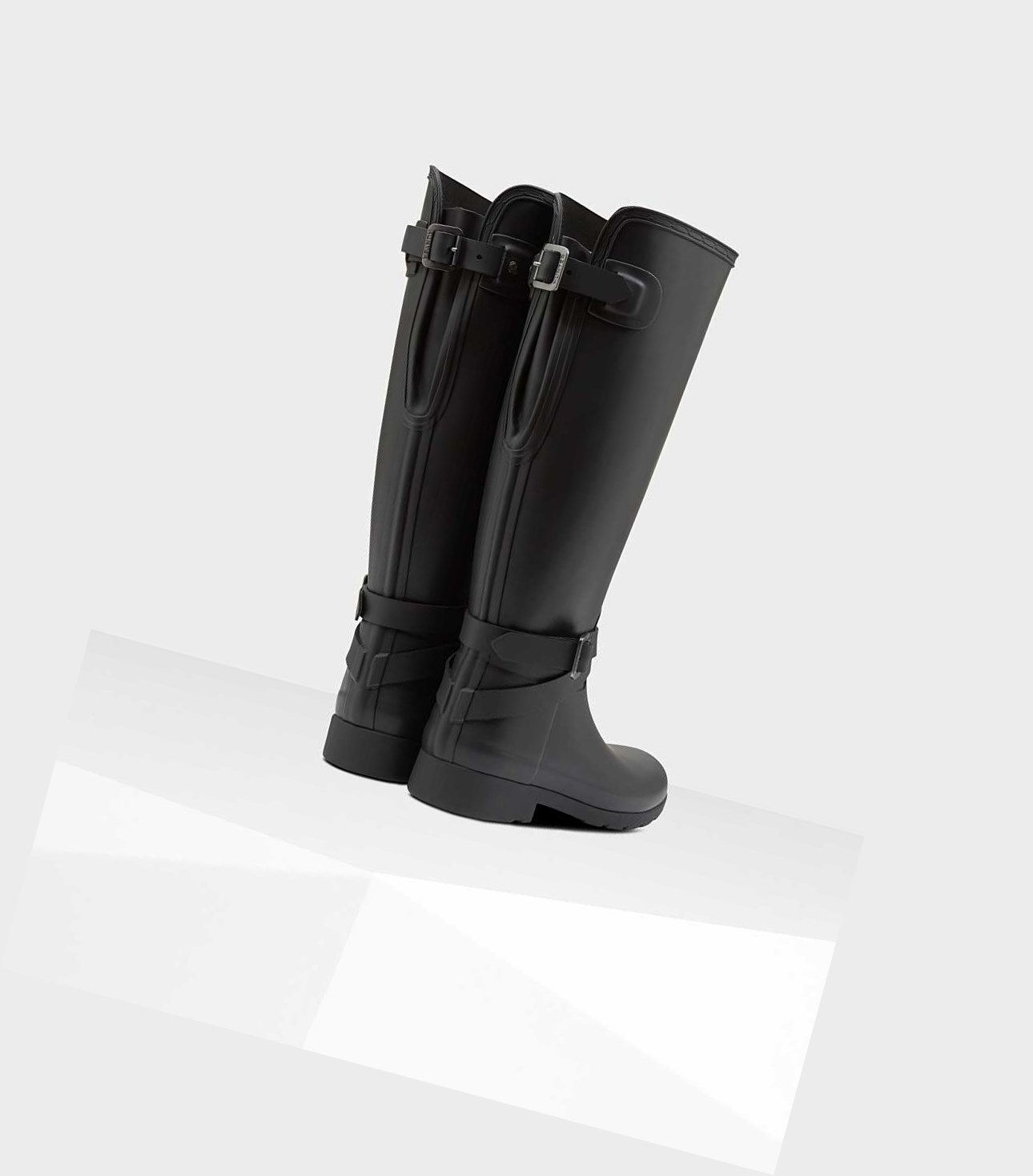 Wysokie Buty Damskie Hunter Refined Slim Fit Wysokie Wellington Adjustable Czarne | 025PCYOTX