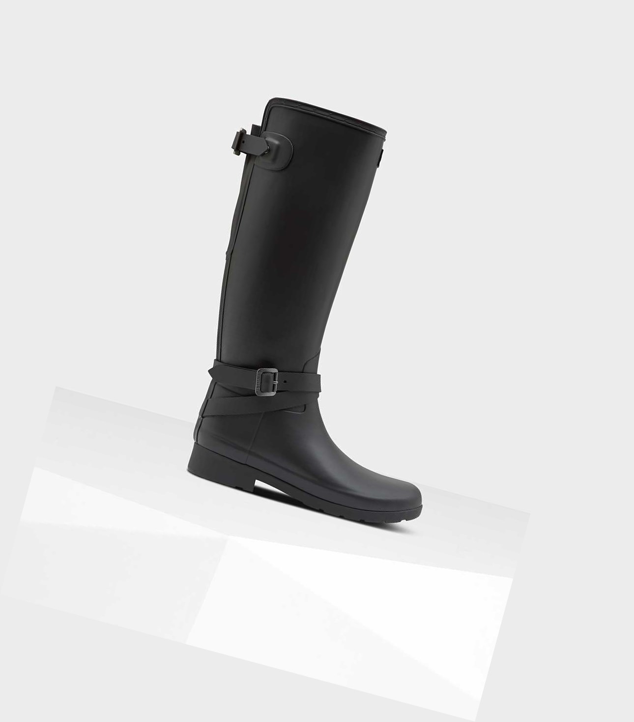Wysokie Buty Damskie Hunter Refined Slim Fit Wysokie Wellington Adjustable Czarne | 025PCYOTX