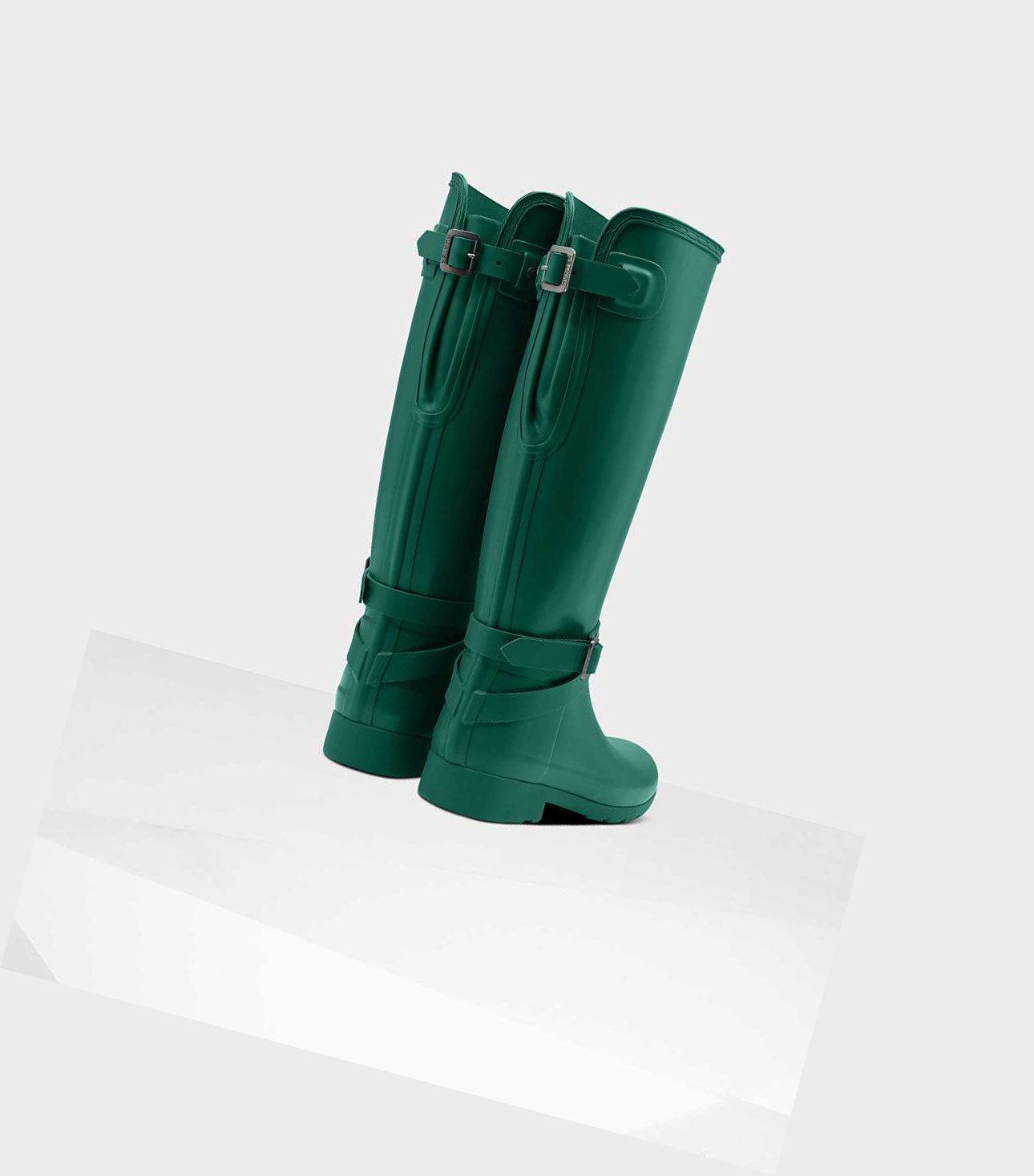 Wysokie Buty Damskie Hunter Refined Slim Fit Wysokie Wellington Adjustable Zielone | 283JOTCDK