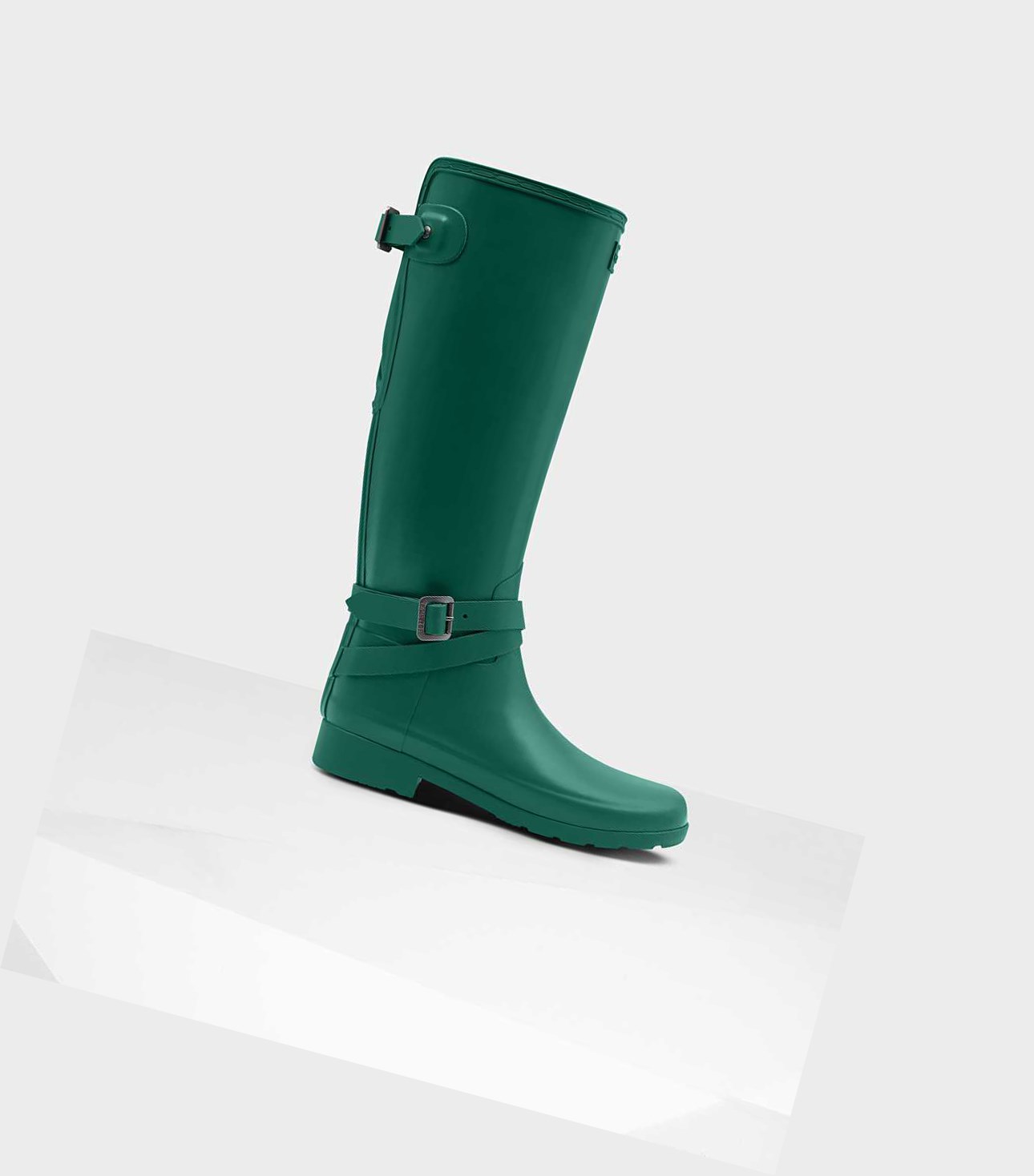 Wysokie Buty Damskie Hunter Refined Slim Fit Wysokie Wellington Adjustable Zielone | 283JOTCDK