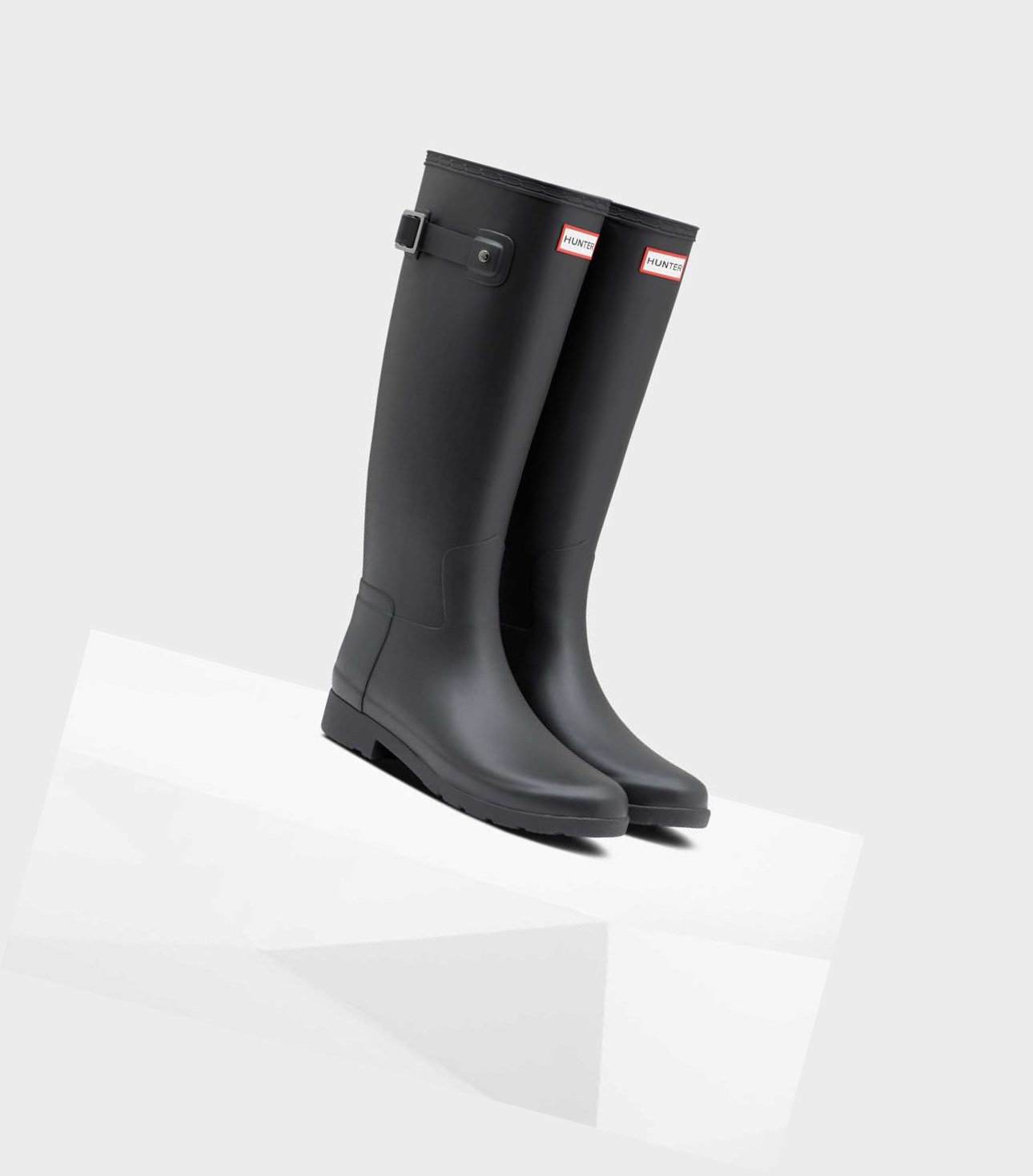 Wysokie Buty Damskie Hunter Refined Slim Fit Wellington Czarne | 497VUEMNI