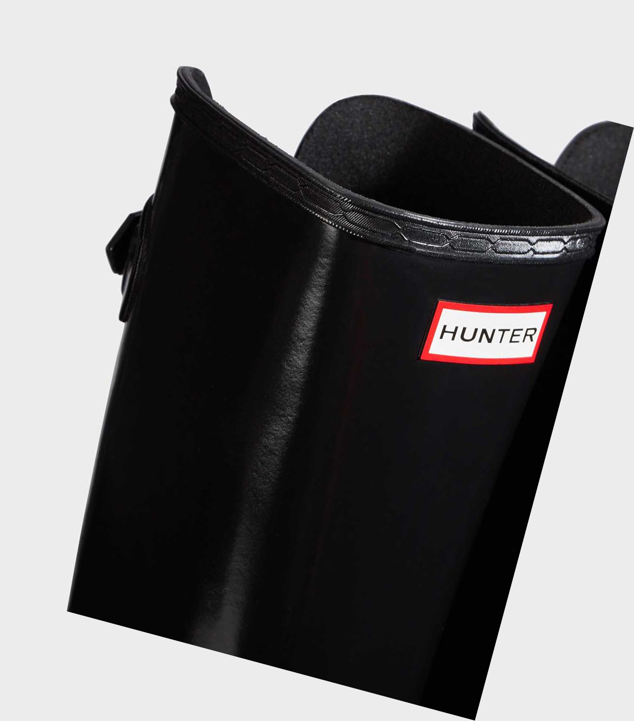 Wysokie Buty Damskie Hunter Refined Wysokie Gloss Wellington Adjustable Czarne | 681NZDCTU