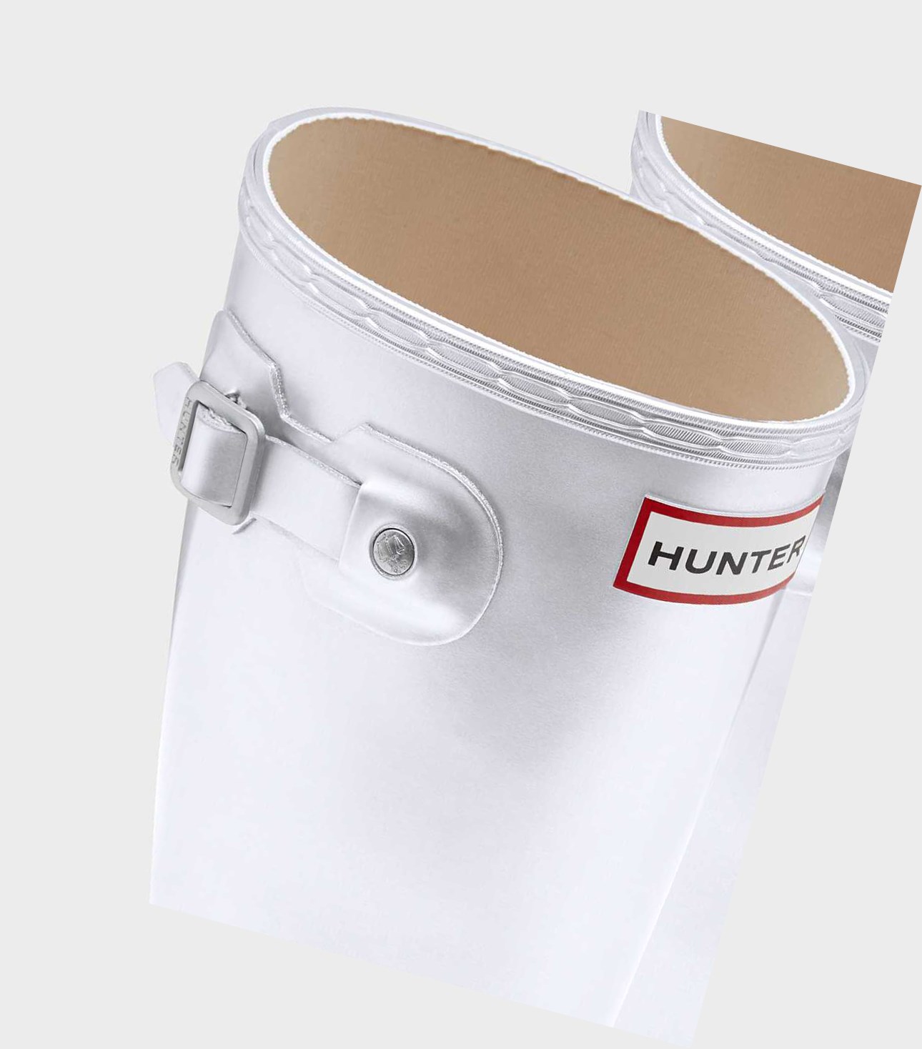 Wysokie Buty Dziecięce Hunter Original Big Metallic Wellington Srebrne | 725SINVGZ