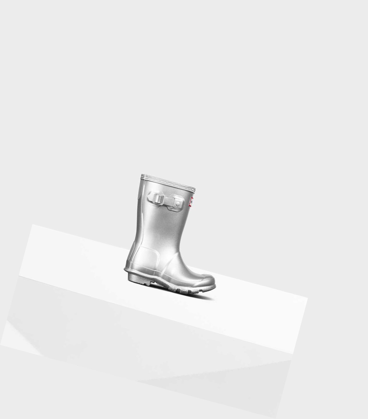 Wysokie Buty Dziecięce Hunter Original Little Metallic Wellington Srebrne | 936HSVTNY