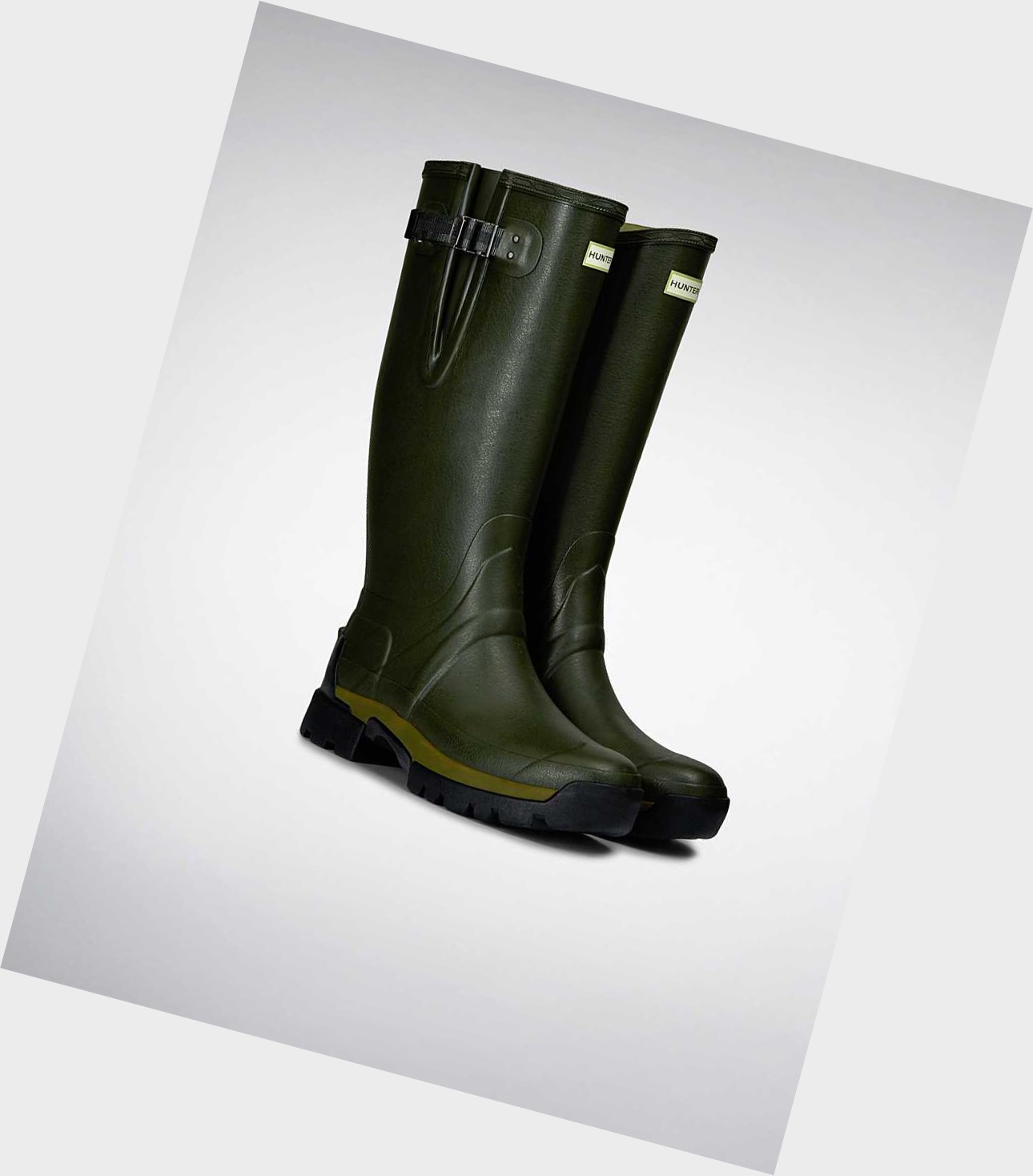 Wysokie Buty Męskie Hunter Balmoral Adjustable 3mm Neoprene Wellington Zielone | 365ABYMQL