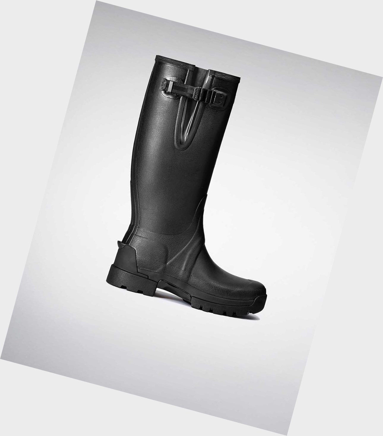 Wysokie Buty Męskie Hunter Balmoral Adjustable 3mm Neoprene Wellington Czarne | 765AUJCMS