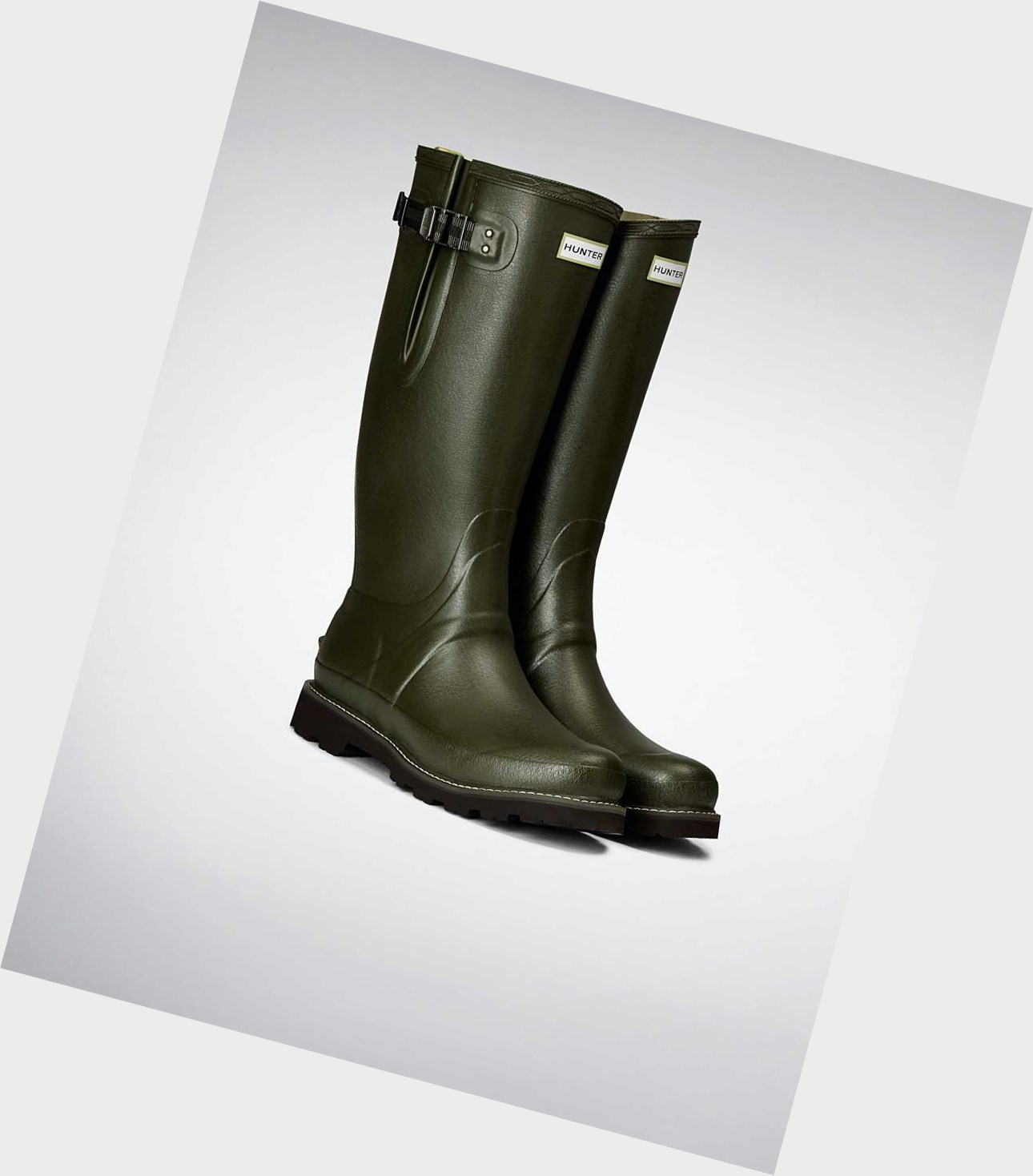 Wysokie Buty Męskie Hunter Balmoral Side Adjustable Wellington Zielone | 713OKWVHL
