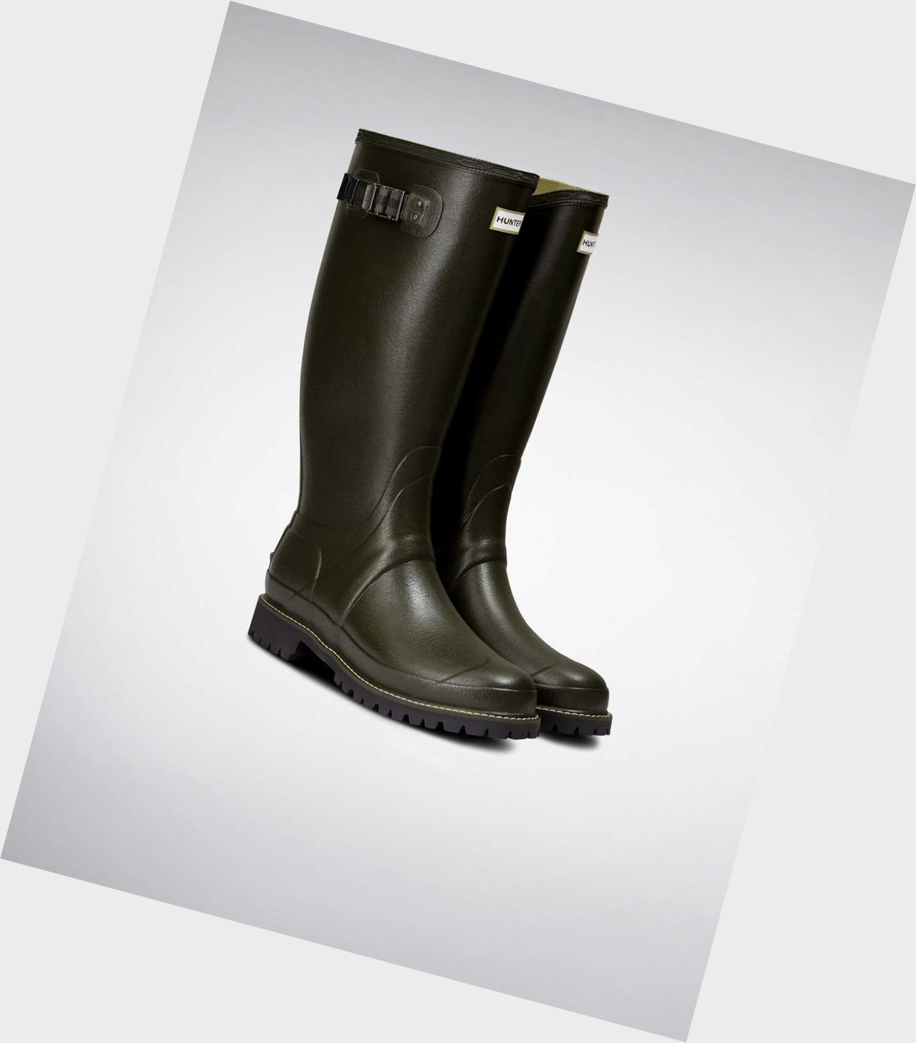 Wysokie Buty Męskie Hunter Balmoral Szerokie Fit Wellington Zielone | 014YSFMTG