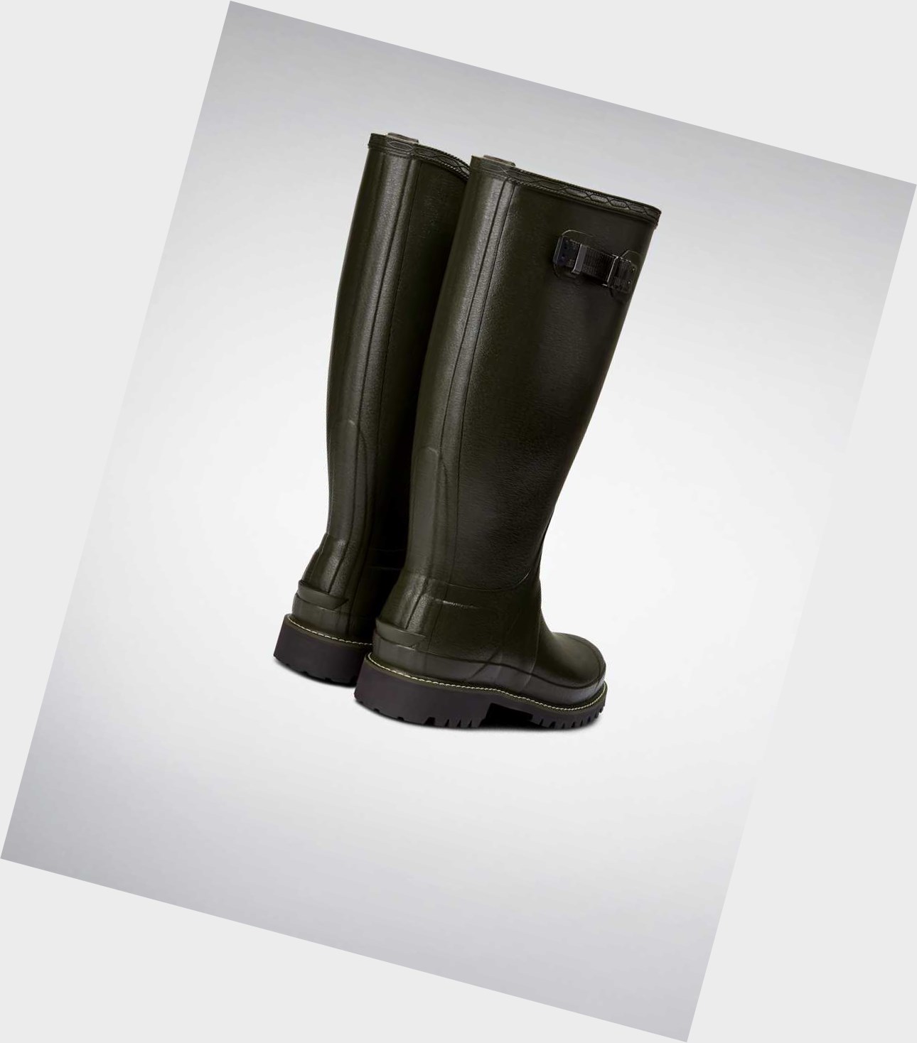 Wysokie Buty Męskie Hunter Balmoral Szerokie Fit Wellington Zielone | 014YSFMTG