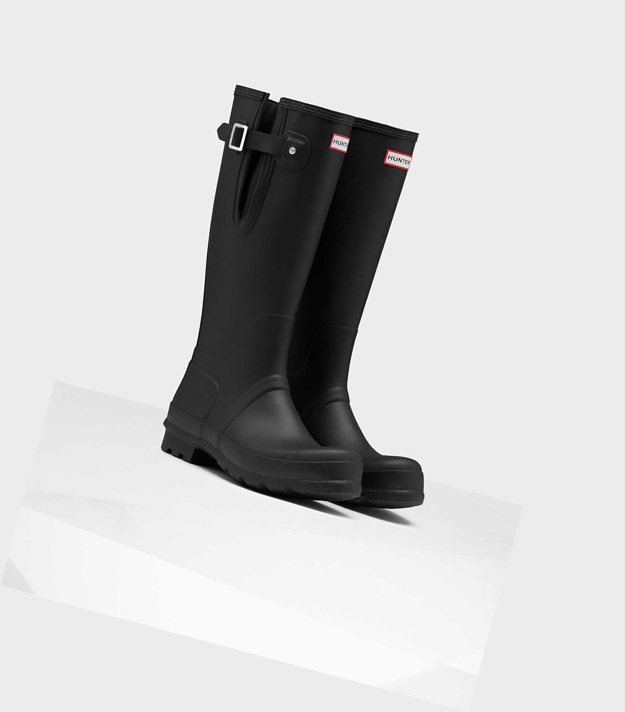 Wysokie Buty Męskie Hunter Original Side Adjustable Wellington Czarne | 518JNDBYC