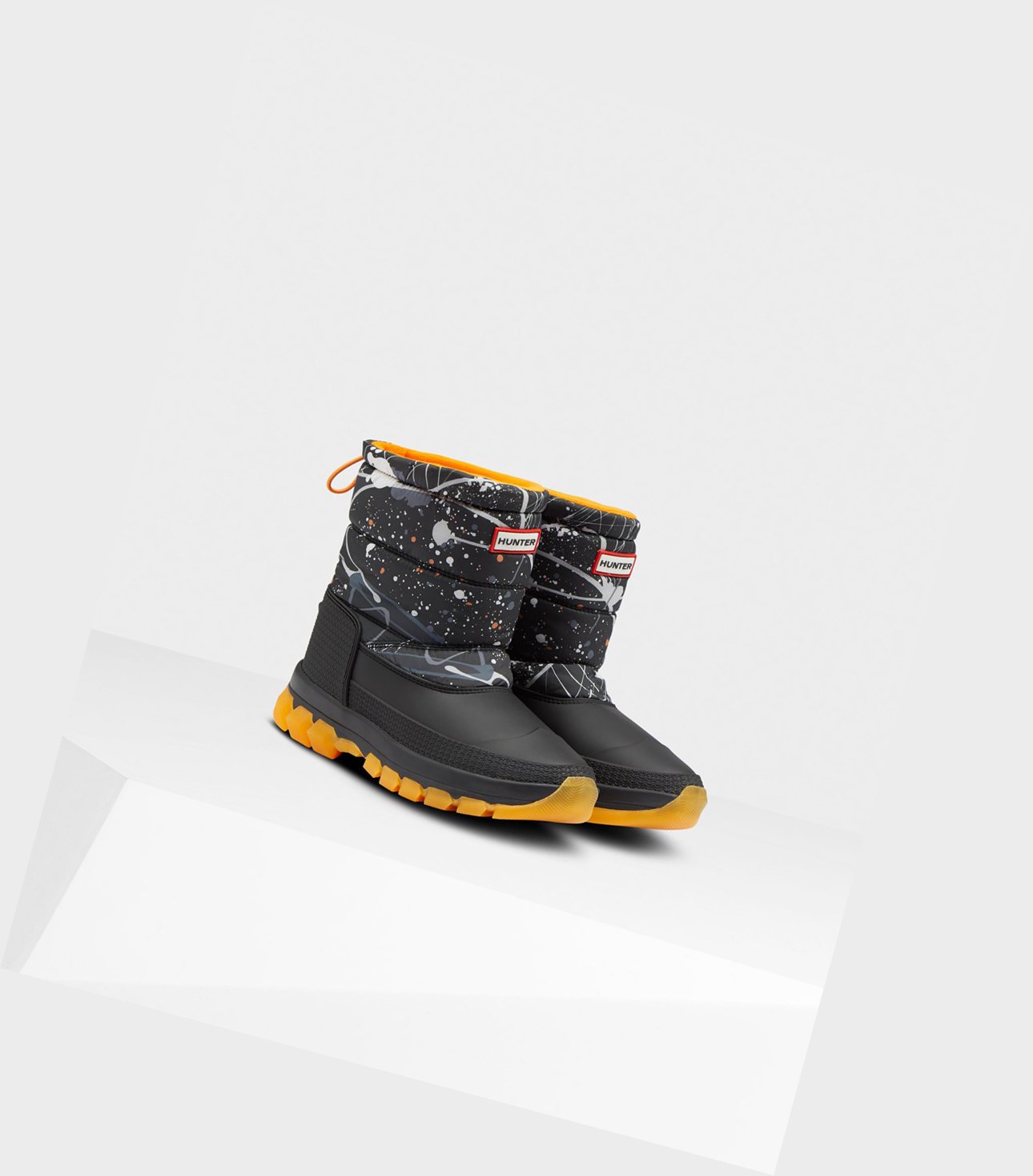 Śniegowce Damskie Hunter Original Printed Insulated Krótkie Czarne | 195IBRXOJ