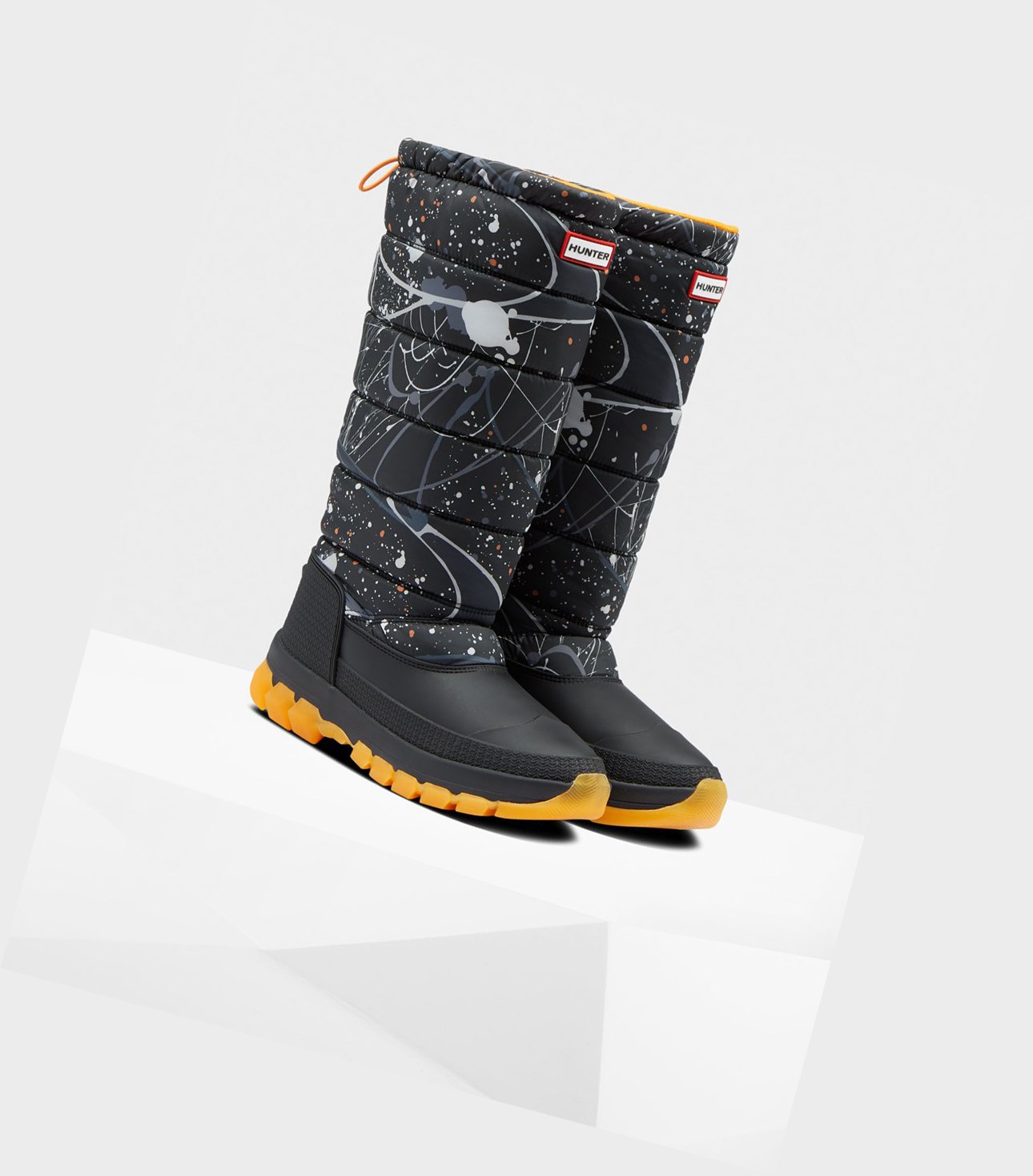 Śniegowce Damskie Hunter Original Printed Insulated Wysokie Czarne | 206OPTEVA