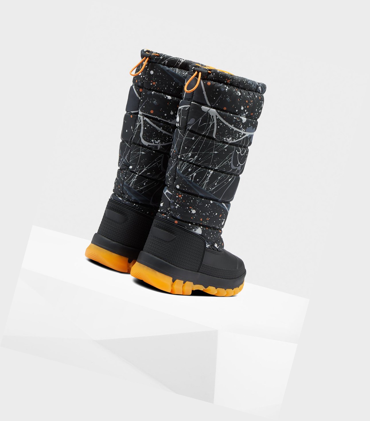 Śniegowce Damskie Hunter Original Printed Insulated Wysokie Czarne | 206OPTEVA