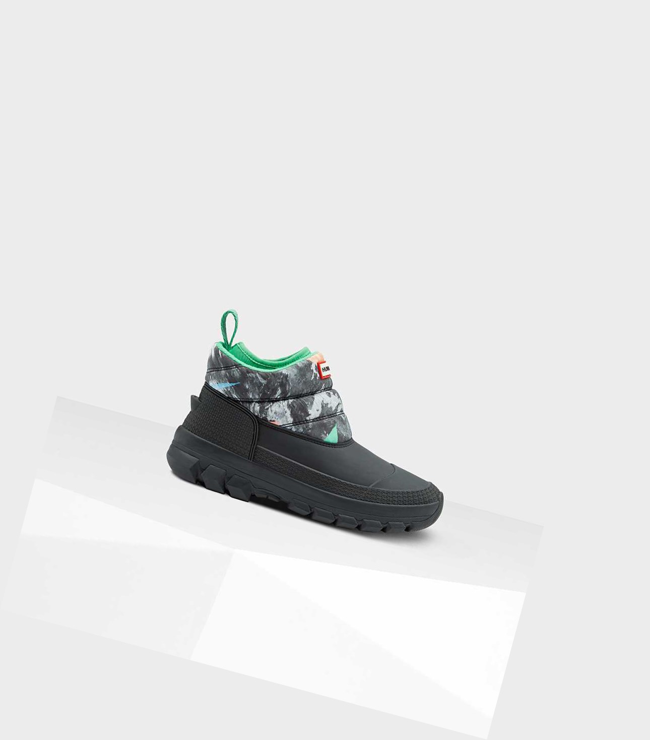 Śniegowce Damskie Hunter Original Printed Insulated Ankle Czarne | 407ENRWHY